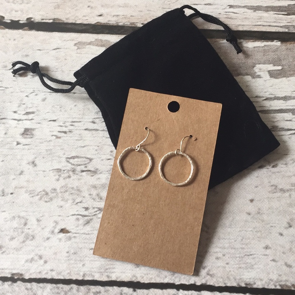 NEW - Handmade Silver Organic Circle Earrings - Picture 5 of 7